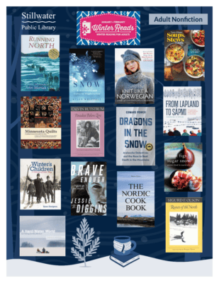 Book covers of wintery nonfiction titles