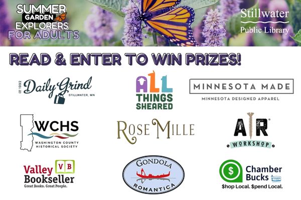 Read and win prizes to Chamber, Daily Grid, Valley Bookseller, Rose Mille, All Things Sheared, AR Workshop, Minnesota Made, Washington County Historical Society, Gondola Romantica