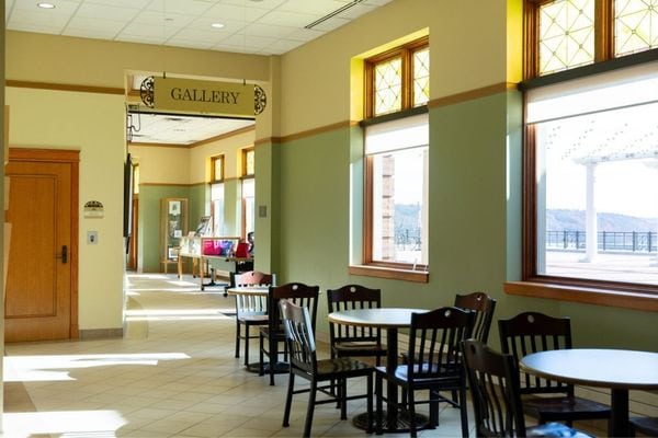 Event Wing Cafe Tables and Gallery Sign