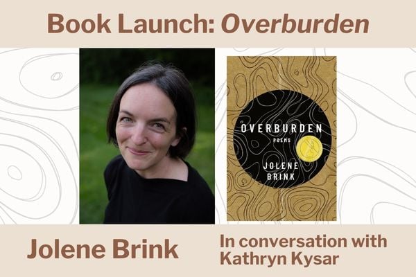Photo of author Jolene Brink and cover of her book Overburden