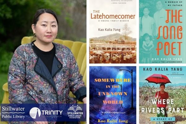 Author Kao Kalia Yang and covers of four books