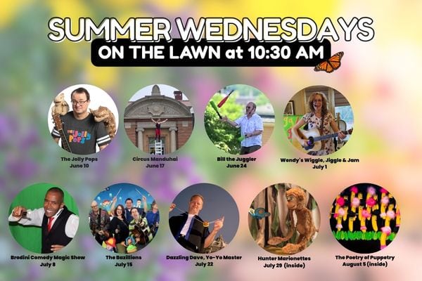 Circle images of the 9 vendors performing for Summer Wednesdays
