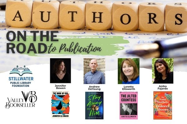 4 author photos and covers of their respective books